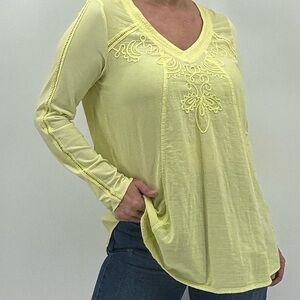 Soft Surroundings Azulle Boho Embroidered Coastal Resortwear Cotton Top Blouse